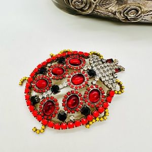 🐞 Huge Vintage Rhinestone Crystal Ladybug brooch